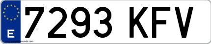 Ejemplo de matrícula española 7293 KFV