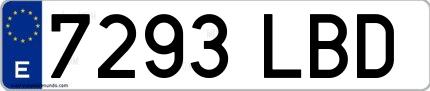 Ejemplo de matrícula española 7293 LBD
