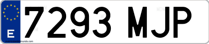 Ejemplo de matrícula de coche ordinaria 7293 MJP