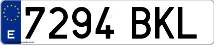 Ejemplo de matrícula española 7294 BKL