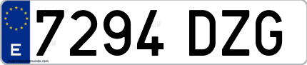 Ejemplo de matrícula de coche ordinaria 7294 DZG
