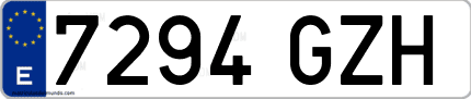 Ejemplo de matrícula de coche ordinaria 7294 GZH