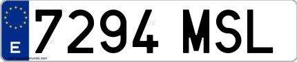 Ejemplo de matrícula española 7294 MSL