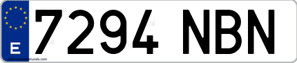Ejemplo de matrícula de coche ordinaria 7294 NBN