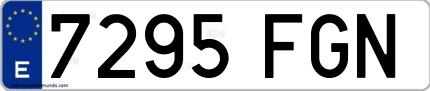 Ejemplo de matrícula de coche ordinaria 7295 FGN