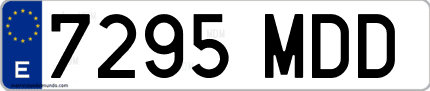Ejemplo de matrícula de coche ordinaria 7295 MDD