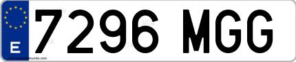 Ejemplo de matrícula de coche ordinaria 7296 MGG