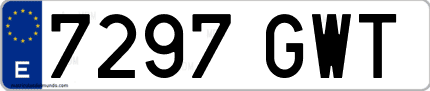 Ejemplo de matrícula de coche ordinaria 7297 GWT