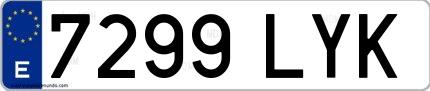 Ejemplo de matrícula española 7299 LYK