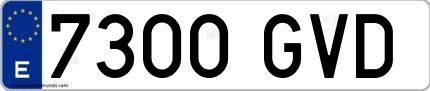 Ejemplo de matrícula española 7300 GVD