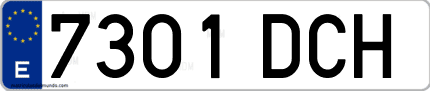 Ejemplo de matrícula de coche ordinaria 7301 DCH