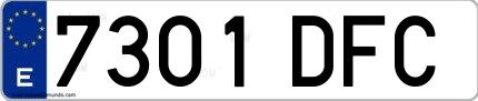 Ejemplo de matrícula española 7301 DFC