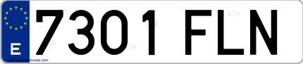 Ejemplo de matrícula española 7301 FLN