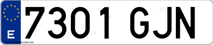 Ejemplo de matrícula de coche ordinaria 7301 GJN