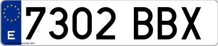 Ejemplo de matrícula española 7302 BBX