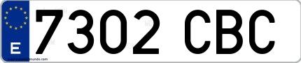Ejemplo de matrícula de coche ordinaria 7302 CBC