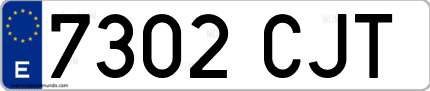 Ejemplo de matrícula de coche ordinaria 7302 CJT