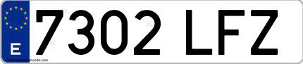 Ejemplo de matrícula española 7302 LFZ