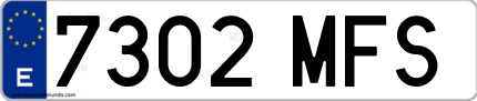 Ejemplo de matrícula de coche ordinaria 7302 MFS