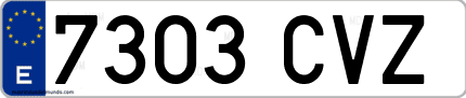 Ejemplo de matrícula de coche ordinaria 7303 CVZ
