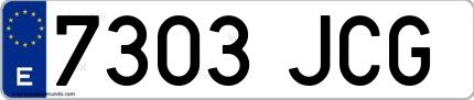 Ejemplo de matrícula española 7303 JCG