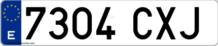 Ejemplo de matrícula de coche ordinaria 7304 CXJ