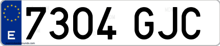 Ejemplo de matrícula de coche ordinaria 7304 GJC