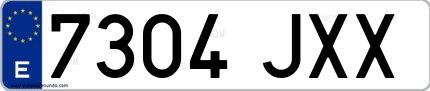 Ejemplo de matrícula española 7304 JXX