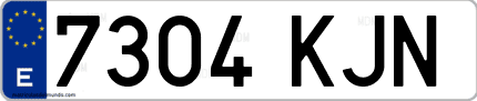 Ejemplo de matrícula de coche ordinaria 7304 KJN