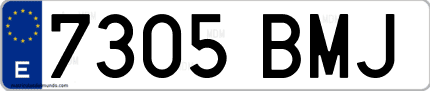 Ejemplo de matrícula de coche ordinaria 7305 BMJ