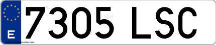 Ejemplo de matrícula de coche ordinaria 7305 LSC