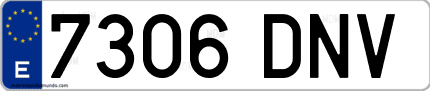 Ejemplo de matrícula de coche ordinaria 7306 DNV