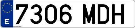 Ejemplo de matrícula española 7306 MDH