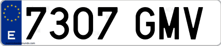 Ejemplo de matrícula de coche ordinaria 7307 GMV