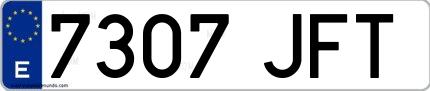 Ejemplo de matrícula española 7307 JFT