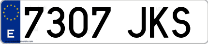 Ejemplo de matrícula de coche ordinaria 7307 JKS