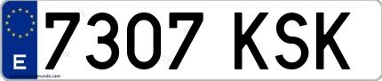 Ejemplo de matrícula española 7307 KSK