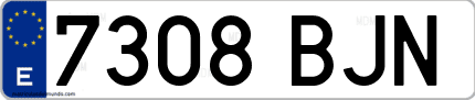 Ejemplo de matrícula de coche ordinaria 7308 BJN