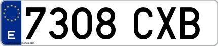 Ejemplo de matrícula española 7308 CXB