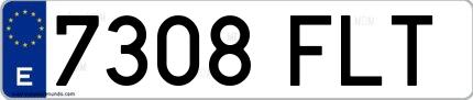Ejemplo de matrícula española 7308 FLT
