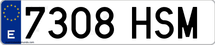 Ejemplo de matrícula de coche ordinaria 7308 HSM