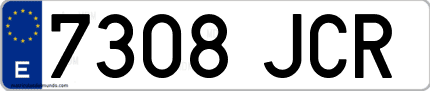 Ejemplo de matrícula de coche ordinaria 7308 JCR