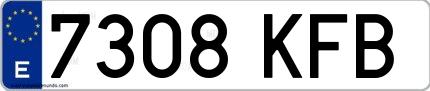 Ejemplo de matrícula española 7308 KFB