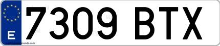 Ejemplo de matrícula española 7309 BTX