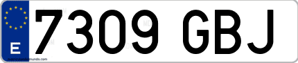 Ejemplo de matrícula de coche ordinaria 7309 GBJ
