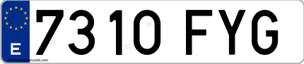 Ejemplo de matrícula de coche ordinaria 7310 FYG