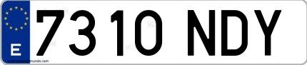 Ejemplo de matrícula española 7310 NDY