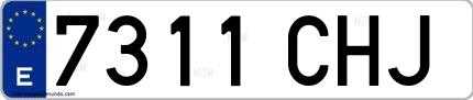 Ejemplo de matrícula española 7311 CHJ