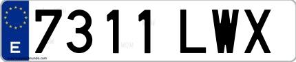 Ejemplo de matrícula española 7311 LWX