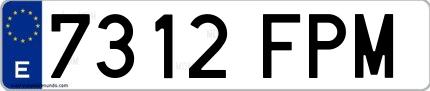 Ejemplo de matrícula española 7312 FPM